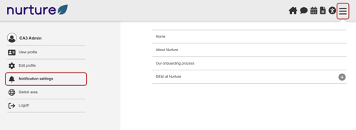 Screenshot of Eli navigation icon and notification settings