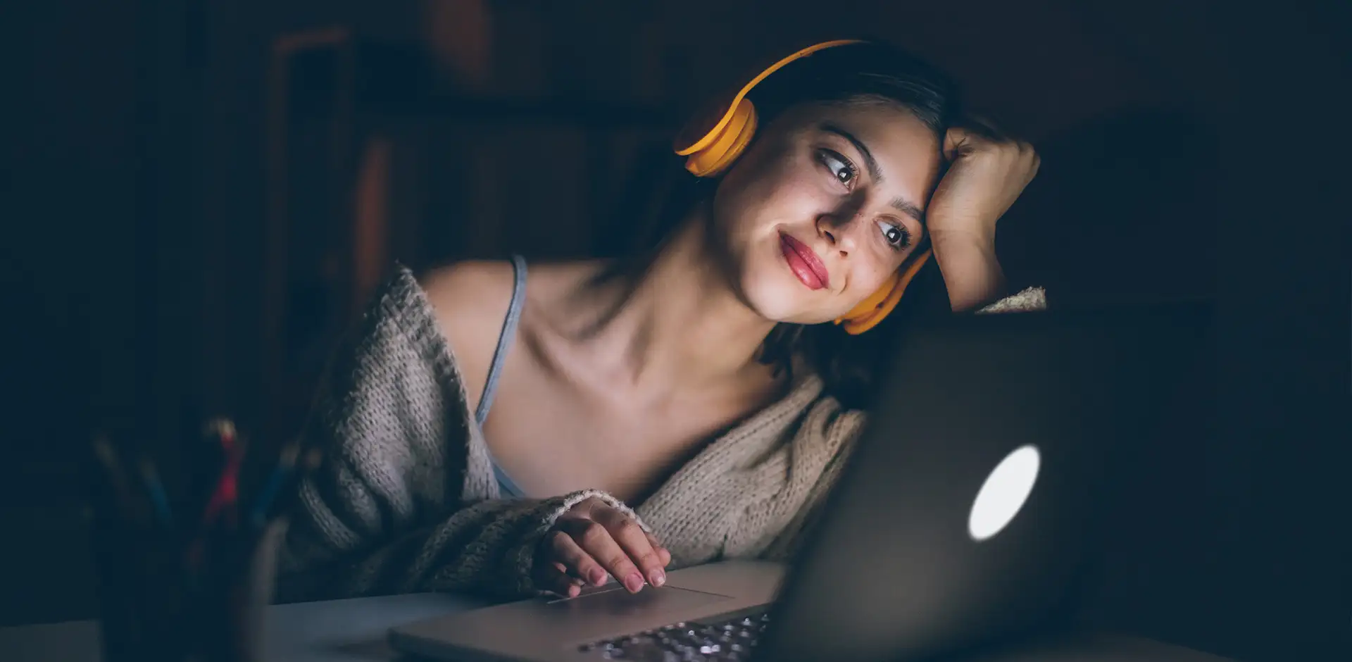 Hero Woman Laptop Night Time